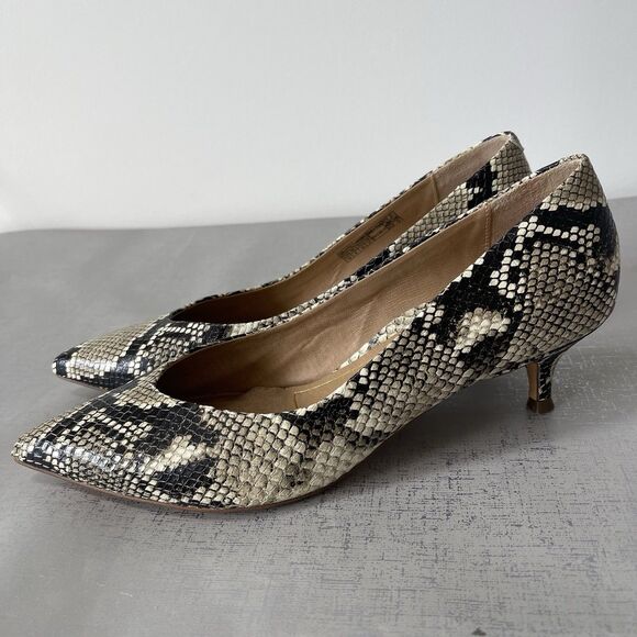 Vionic Womens 10 Josie Leather Pointed Toe Pumps Kitten Heels Shoes Snakeskin - Picture 1 of 14